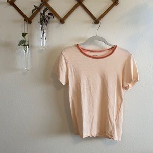 Adorable pink madewell tee with striped neckline